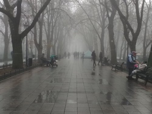 Густой туман накрыл Приморский бульвар в Одессе (фото)