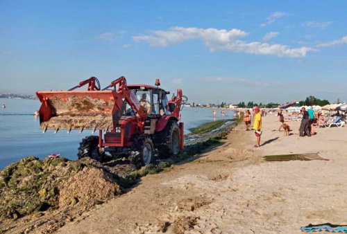 С пляжа «Лузановка» убрали трактором 3 тонны водорослей