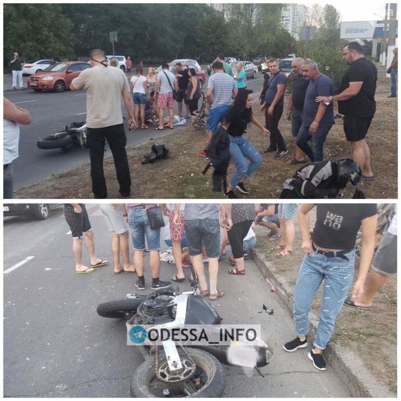 Мотоциклист на поселке Котовского сбил женщину с детьми на пешеходном переходе (видео)