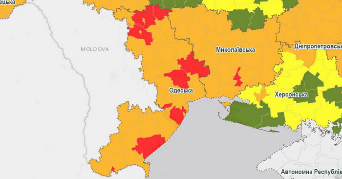 В Одесской области 10 «красных зон» карантина с 26 октября