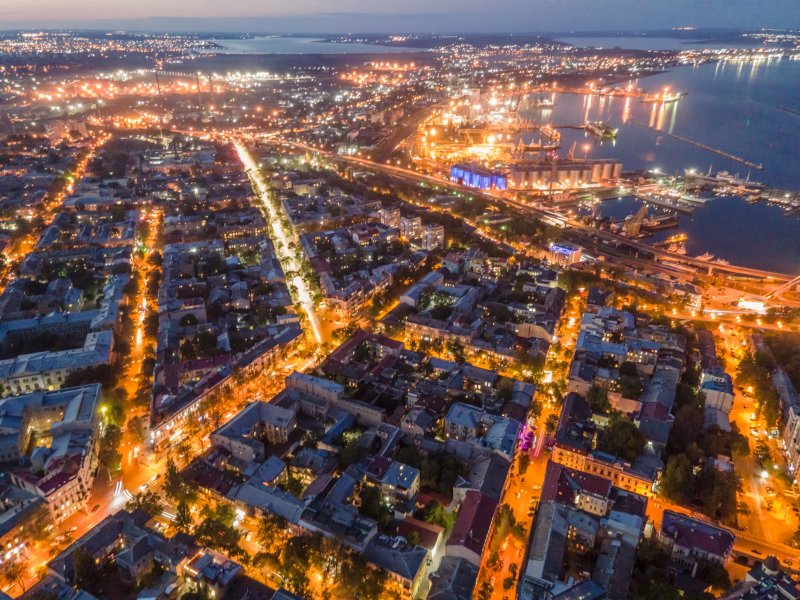 Как выглядит ночная Одесса с высоты птичьего полета (фото)