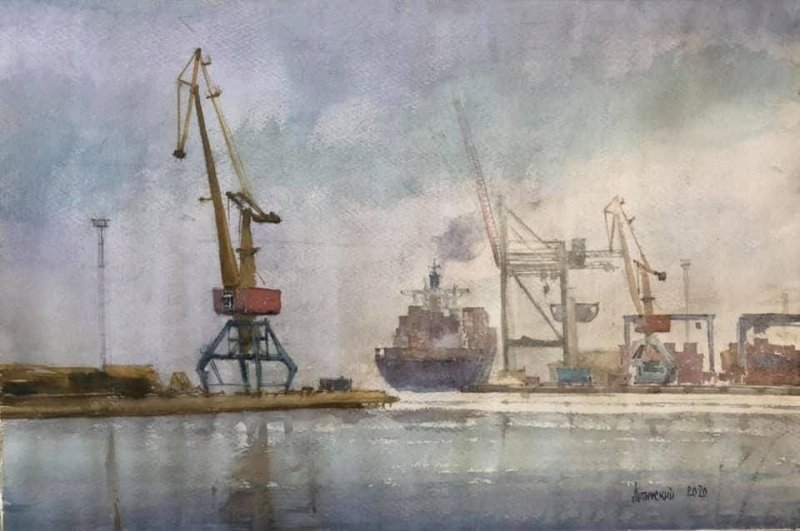 Одесский художник нарисовал серию картин про Одесский порт (фото)