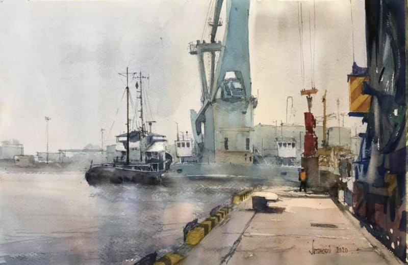 Одесский художник нарисовал серию картин про Одесский порт (фото)