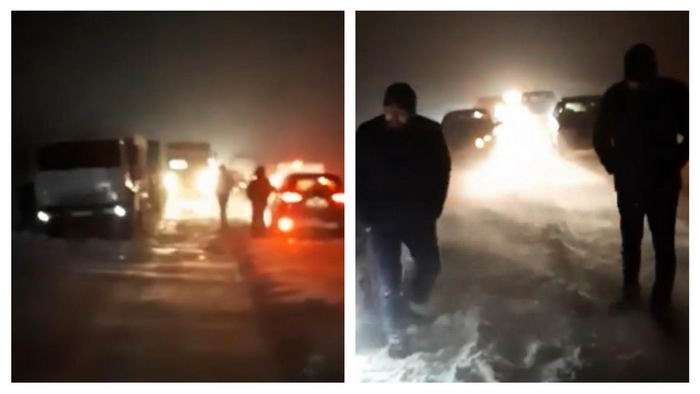 На трассе под Одессой из-за снега застряли десятки автомобилей