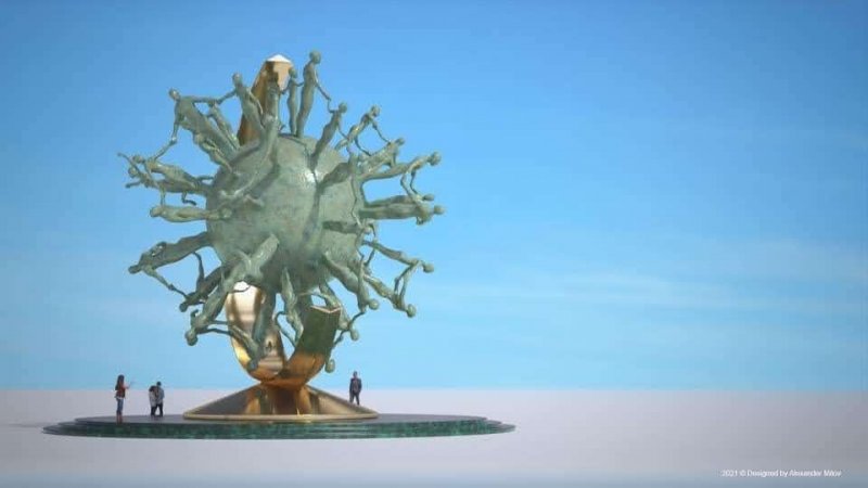 Одессит создает 15-метровый памятник коронавирусу (фото)