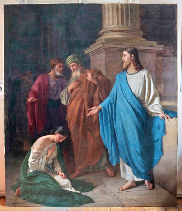 В Одесском художественном музее восстановили поврежденную картину “Христос и грешница”