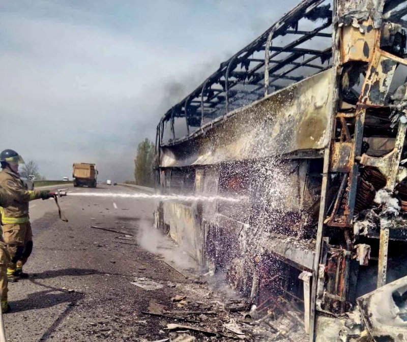Рейсовый автобус Одесса-Киев перевозчика Ecolines полностью сгорел на трассе
