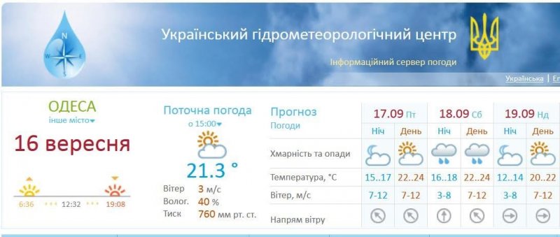 В Одессе ожидается ухудшение погодных условий: затяжной дождь с грозой