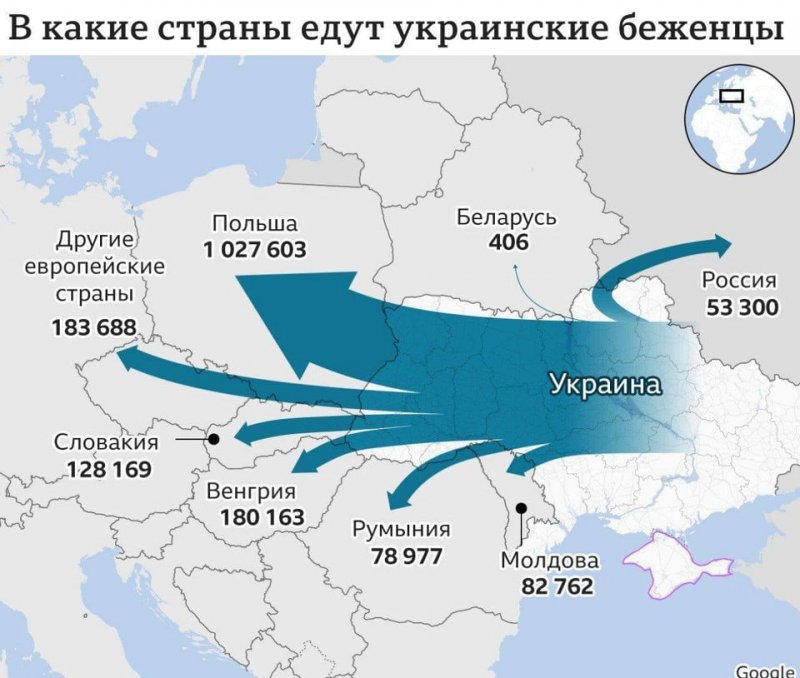 Число беженцев из Украины превысило 2 млн человек