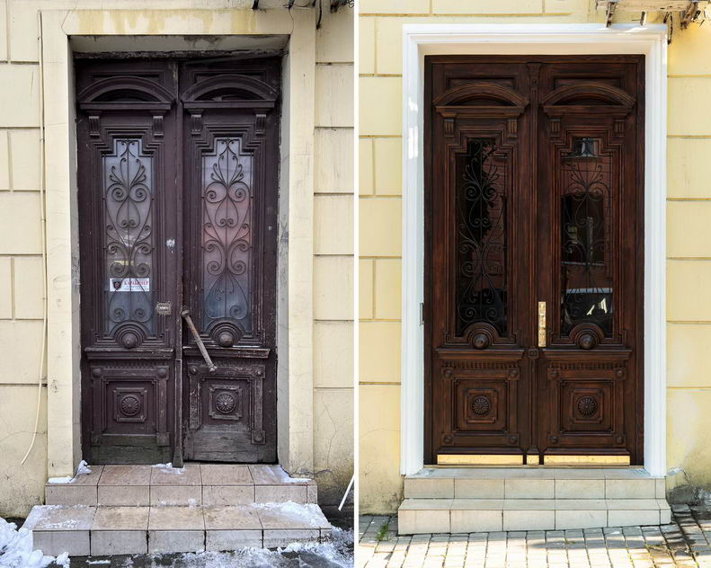 В Одессе волонтеры восстановили старинную дверь на улице Бунина